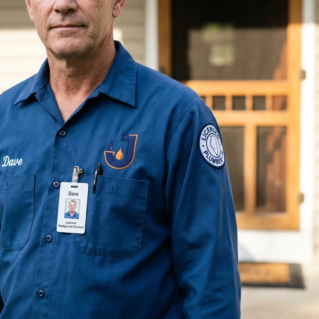 Licensed plumber showing ID badge in Oil City, PA