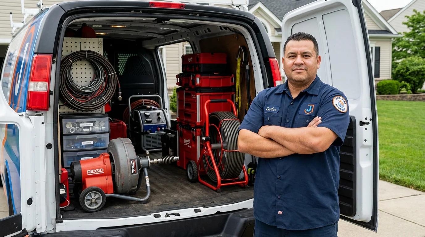 Professional drain cleaning equipment and Johns Plumbing LLC plumber in Oil City