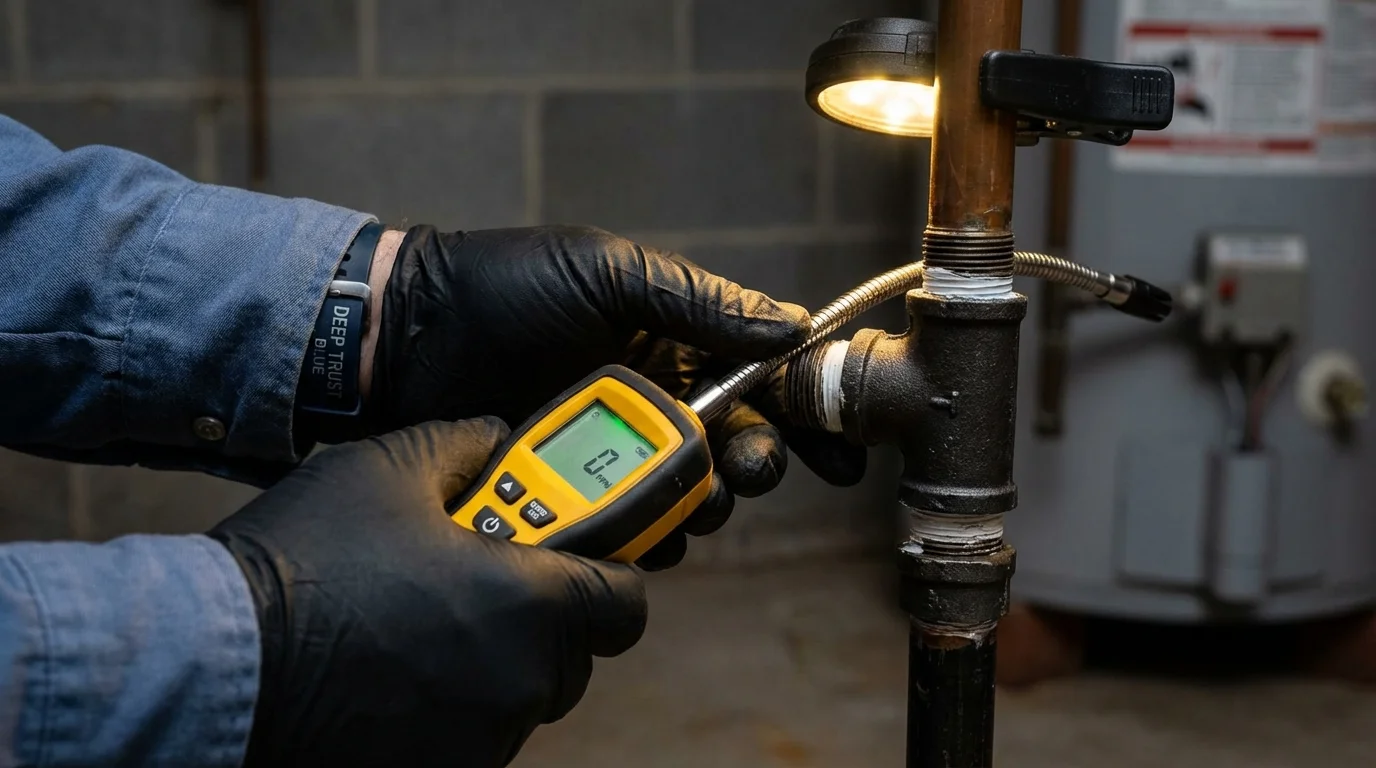 Gas leak detection with electronic sniffer by Johns Plumbing LLC in Oil City