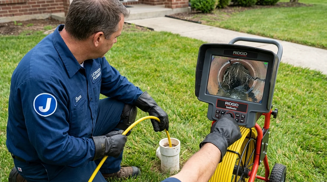 Sewer camera inspection being performed by Johns Plumbing LLC in Oil City