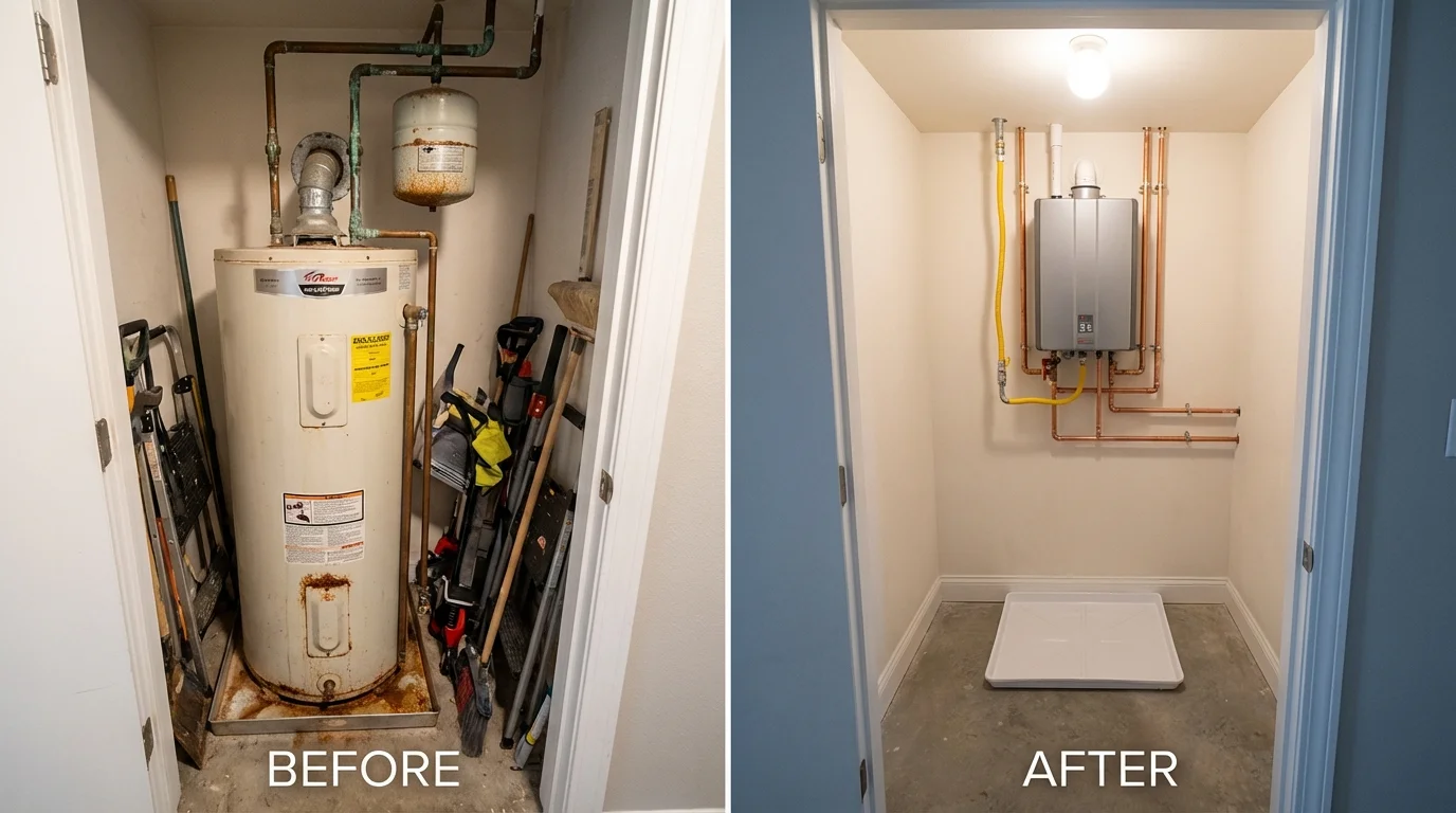Tank water heater versus wall-mounted tankless unit comparison for Oil City, PA homeowners