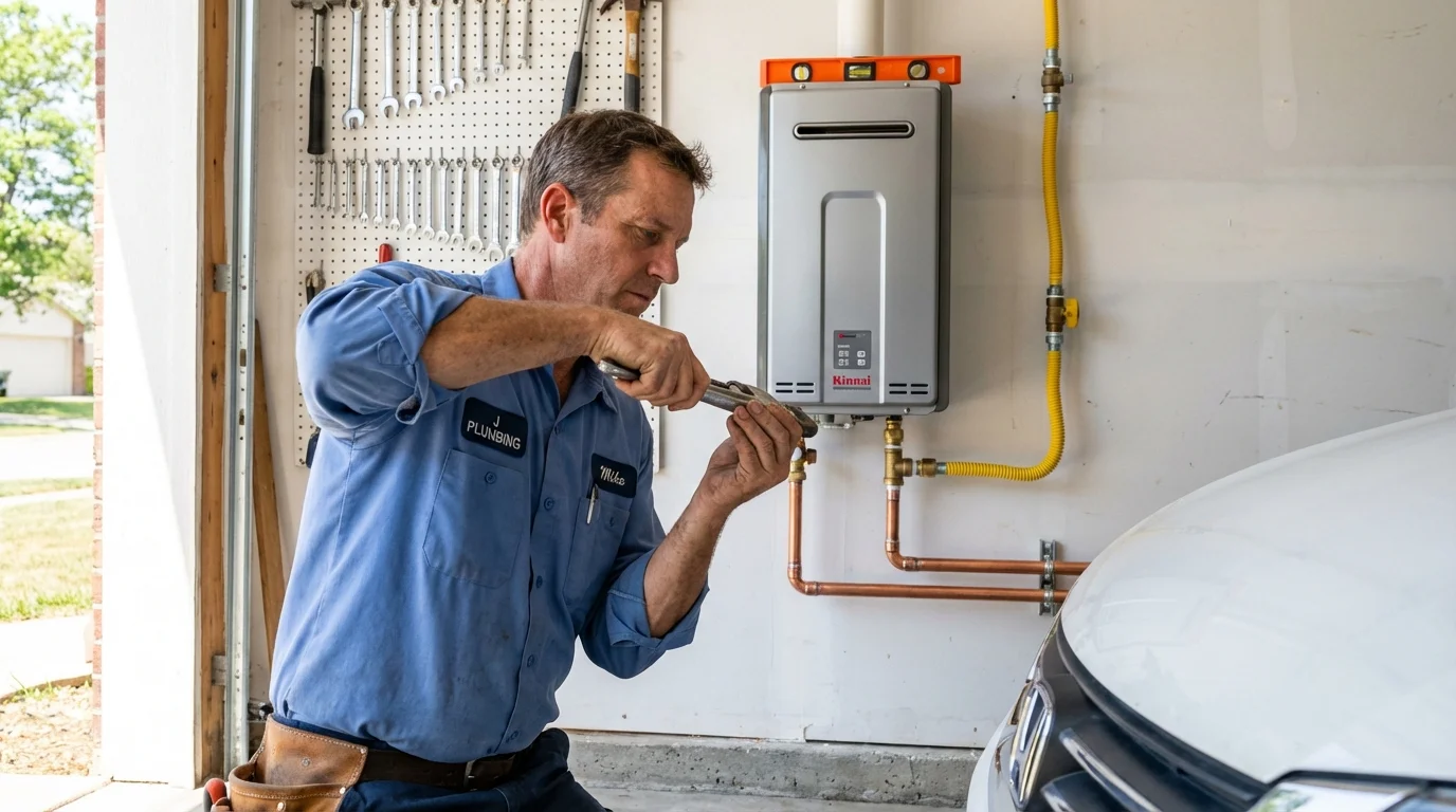 Tankless water heater installation by a Johns Plumbing LLC plumber in Oil City